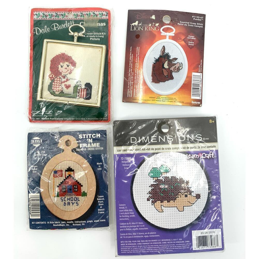 Lot of 4 Complete Unopened Cross Stitch Kits Unopened Small Project Kits